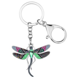 LONYOO Zinc Alloy Enamel Dragonfly Keychain Car Key Wallet Keyring Dragonfly Gifts for Women Girls (Black)