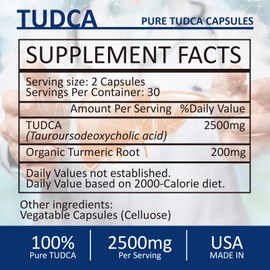 RimTuku 2500MG TUDCA Supplement - Bile Salts Liver Detox & Cleanse and Gallbladder Clease Health Formula Live Supplement 60 Capsules