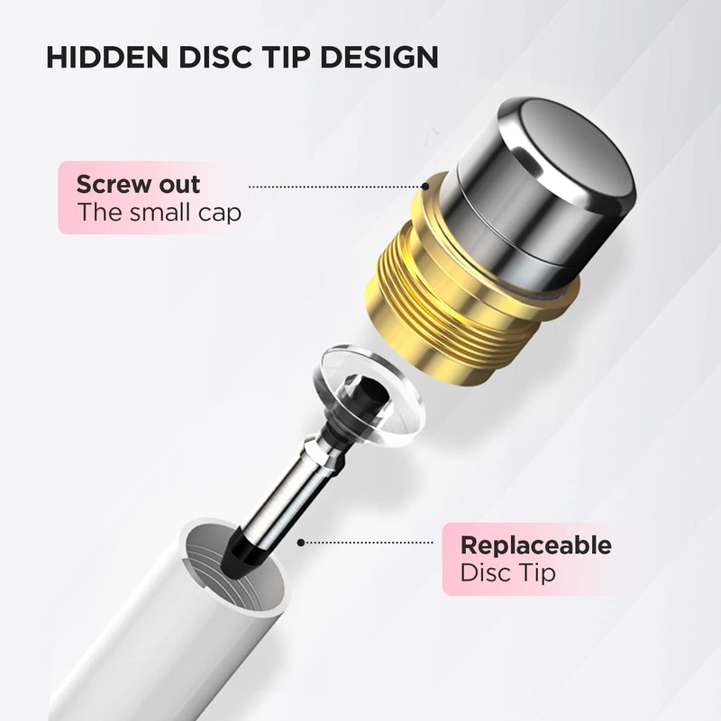 Capacitive Disc Tip Stylus Pen and Magnetic Cap Compatible with