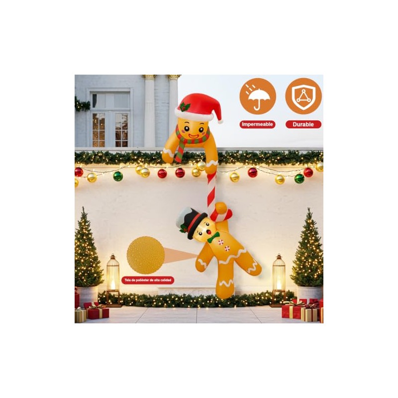 2.2M Inflable Galleta de Jengibre, Gigante Inflable Navidad Exterior