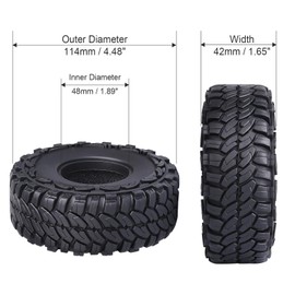 Hobbypark 1.9 inch Tires OD 114mm for 1/10 RC Rock Crawler Traxxas TRX4 Axial Redcat Gen7 SCX10 Tamiya CC01 RC4WD D90 Tyres(4-Pack) (Type 1)