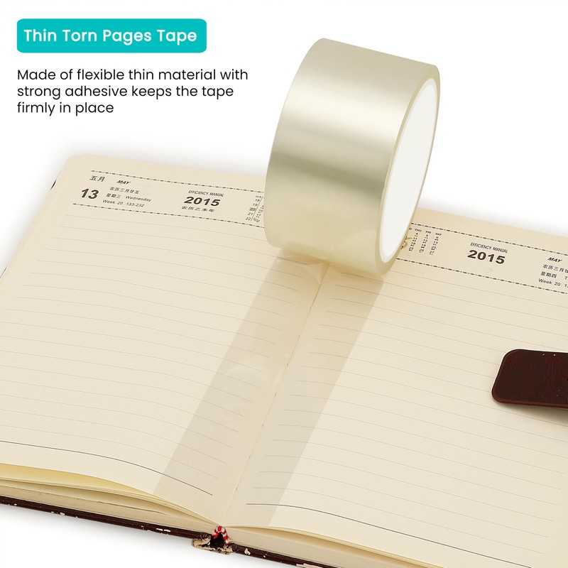 Clear Book Repair Tape for Torn Pages 1 Inch x