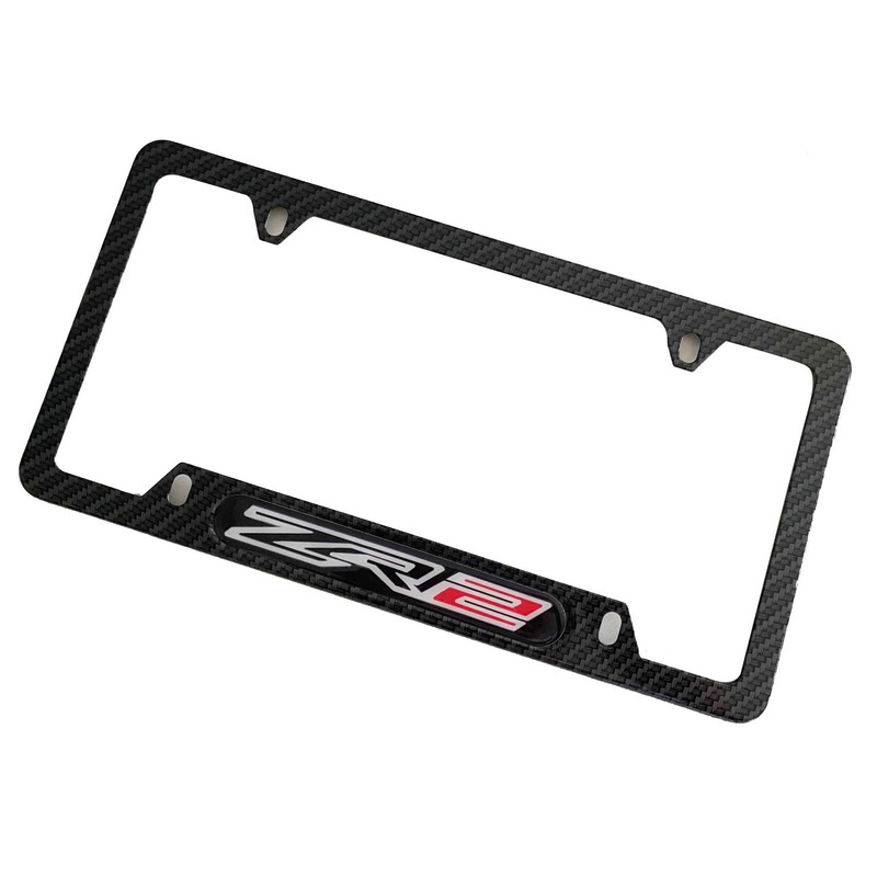 ZR2 License Plate Frame Cover Holder ForChevy ZR2, Carbon Fiber,