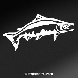 Express Yourself Chinook Salmon Leap (White - Reverse Image - 4XL) Decal Sticker - Freshwater Fish Collection