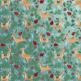 Jillson Roberts Bulk Gift Wrapping Paper, Reindeer Tapestry, 1/2 Ream 417' x 30"