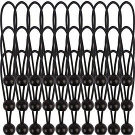 AOPRIE 30 Pack Bungee Balls 9Inches Black Ball Bungee Heavy Duty Heavyweight Tarp Bungee Cords, Weather Resistant Tie Down Strap 4mm Thickness - for Camping, Tents, Cargo, Holding Wire and Hoses