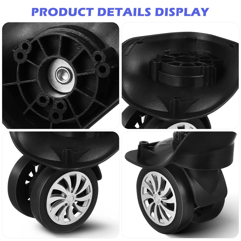 Travel Suitcase Wheels, 4 Pieces 360 Degree Rotating Luggage Wear-Resistant
