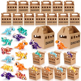 24 Pcs/12 Sets Adopt a Dinosaur Party Favors for Kids 3D Printed Dinosaur Mystery Blind Box Mini 3D Animals Foldable Mystery Surprise Boxes for Boys Girls Birthday Party Supplies Gifts