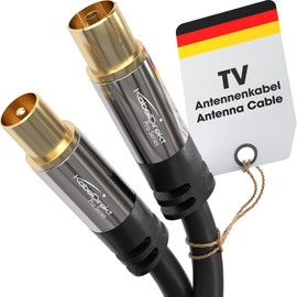 KabelDirekt antenna cable - 5m - (continuous shielding, 75 ohms, coax plug to coax socket, premium coaxial cable, TV, HDTV, radio, cable TV DVB-T, DVB-C, DVB-S, DVB-S2, FM, DAB, DAB +) - PRO series