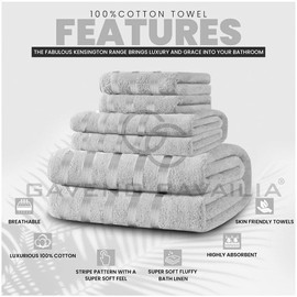GC GAVENO CAVAILIA Quick Dry Hand Towels Set, 4 Pack, Premium Highly Absorbent Towel 100% Egyptian Cotton, Kensington, Silver