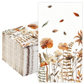 Quera 100 Fall Floral Guest Napkins Decorative Hand Towels Disposable Paper Harvest Flower Napkins For Autumn Wildflowers Bathroom Toilet Powder Room Wedding Birthday Dinner Party Decor
