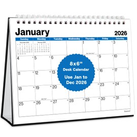 Dunwell 2026 Standing Desk Calendar 8x6 (Blue), Small Monthly Calendar for Home or Work, Compact Size, Jan–Dec 2026, For Planning and Organization
