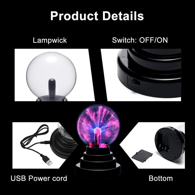 Plasma Ball, OOTSUN 3 Inch Plasma Globe Nebula Thunder Lightning,