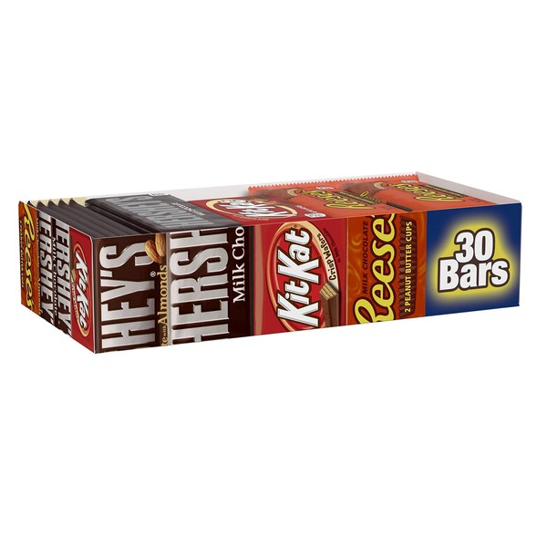 HERSHEY'S, KIT KAT and REESE'S Milk Chocolate Assortment Candy Bars, Individually Wrapped, 45 oz Bulk Value Pack (30 Piece)
