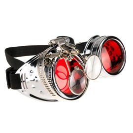 4sold Loupe Steampunk Black Cyber Goggles Rave Goth Vintage Victorian like Sunglasses (Eye Loupes Silver)