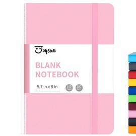 JOYEUX Blank Journal Notebook, A5, 160 Pages 100 Gsm Thick Sketch Books Hardcover Journal for Writing, 5.7 inches x 8 inches Notebooks for Work (Pink)