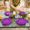 EVYIENEN 50 Pcs Happy Birthday Purple and Gold Paper Plates,