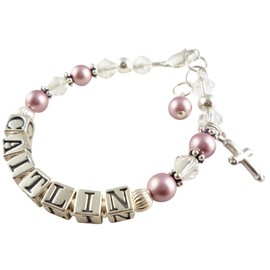 Powder Rose and Crystal Cross Bracelet