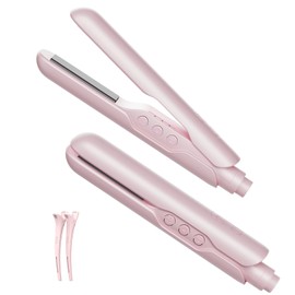 LENA H3A Portable Mini Hair Straightener, Compact Flat Iron with Titanium Plates, Adjustable Temps, Dual Voltage, Fast Heating, and Travel-Friendly Design for Easy Storage