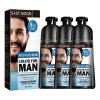 3 X Champú For Teñir Permanentemente La Barba, Color Negro