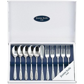 Tamahashi JE-82 Spoon Fork, 11 Piece Set, Made in Japan, Dishwasher Safe, Jeanne Ecole, Morning Set