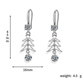 CVAYU Christmas Tree Dangle Drop Earrings for Girls Women Cute Colorful Cubic Zirconia Christmas Holiday Earrings Christmas Jewelry (Silvery(White Cubic Zirconia))