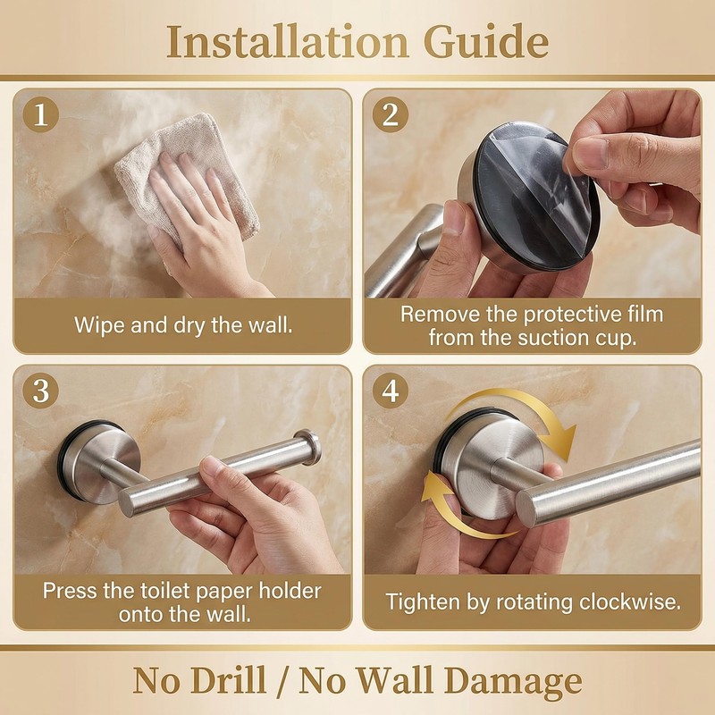 Suction-Cup-Toilet-Paper-Holder, No Drill Wall Mount Toilet Paper Holder