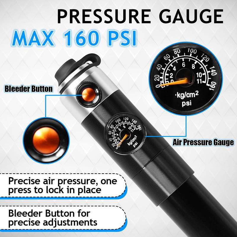 BUCKLOS Mini Bike Tire Pump Portable for Mountain Road Bikes