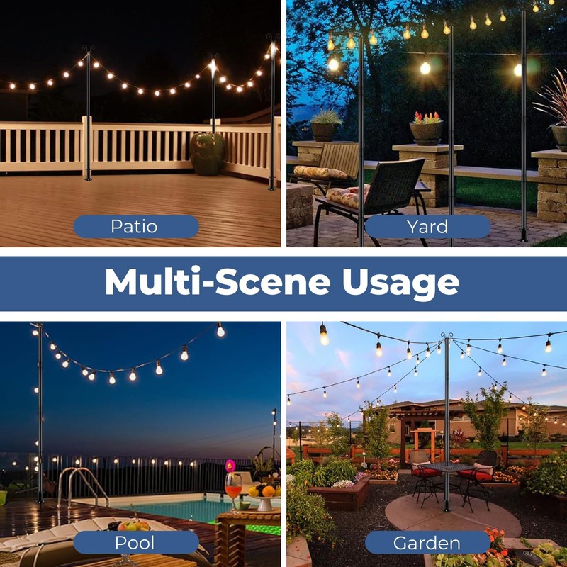 EUIJOIP 10 FT String Light Poles Heavy Duty (1 Pack)