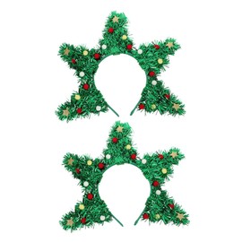 Baluue 2pcs Christmas Tree Headband with Cute Hairball Decoration Comfortable Durable Pet Material Holiday Party Accessory for Women and Festive Xmas Tree Hair Hoop for Christmas