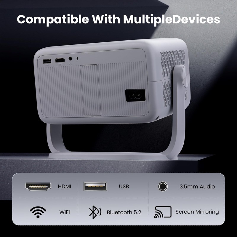 Futuzen Smart Projector 600 ANSI, Native 1080P 4K Support, WiFi
