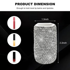 NYTKL Upright Car Lip Balm Holder, Bling Rhinestone Lipstick Organizer Vehicle Lip Balm Holder, Insulating Auto Upright Lip Balm Mount Sparkling Interior Decor for Women Girls (White)