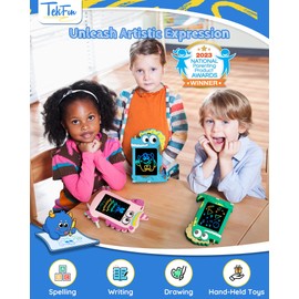 TEKFUN NanoDoodle Car Games for Kids, Dinosaur Travel Toys LCD Drawing Board, Activity Portable 4.5in Coloring Board Gift Personality Tag Kid Toys for Birthday Christmas Gift Toddlers 3-10 Years