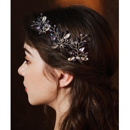 Teyglen Bridal Crystal Hair Pins Purple Rhinestone Wedding Hair Pins Amethyst Hair Clips Bridal Hair Piece Wedding Hair Accessories for Women Girls