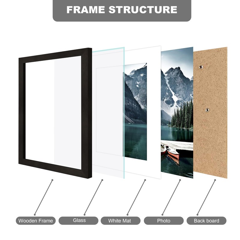 Hongkee 7x10 Frame with Real Glass - Display Pictures 5.5x8.5
