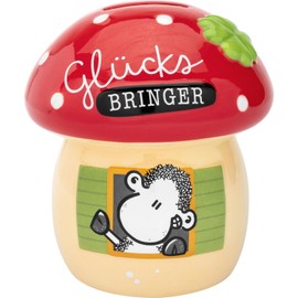 Sheepworld Money Box with Lucky Charm Motif, Figured Money Box, Height 11.5 cm, Stoneware, Gift, Lucky Charm, New Year's Eve, 70098