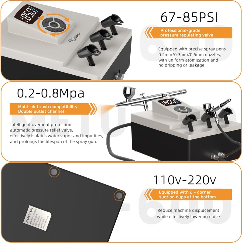 Colima Professional Airbrush Compressor – 85 PSI High-Performance, Ultra-Quiet, with