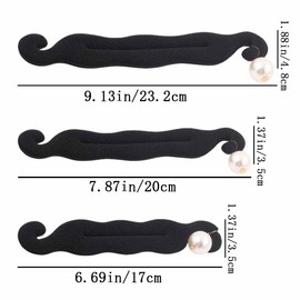 9 PCS Pearl Hair Bun Makers Hair Magic Bun Maker Lazy Curler Clips French Deft Maker Elegant Flexible Chignon Black Sponge Quick Twister Hair Styling Tool Accessories for Women Girls （3 Sizes）