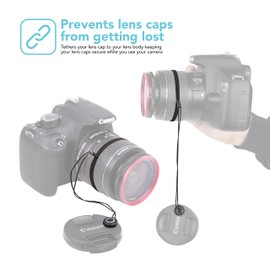 Foto&Tech Camera Lens Cap Leash with Elastic String, Compatible with Universal DSLR SLR Evil Mirrorless Cameras Video (x3)