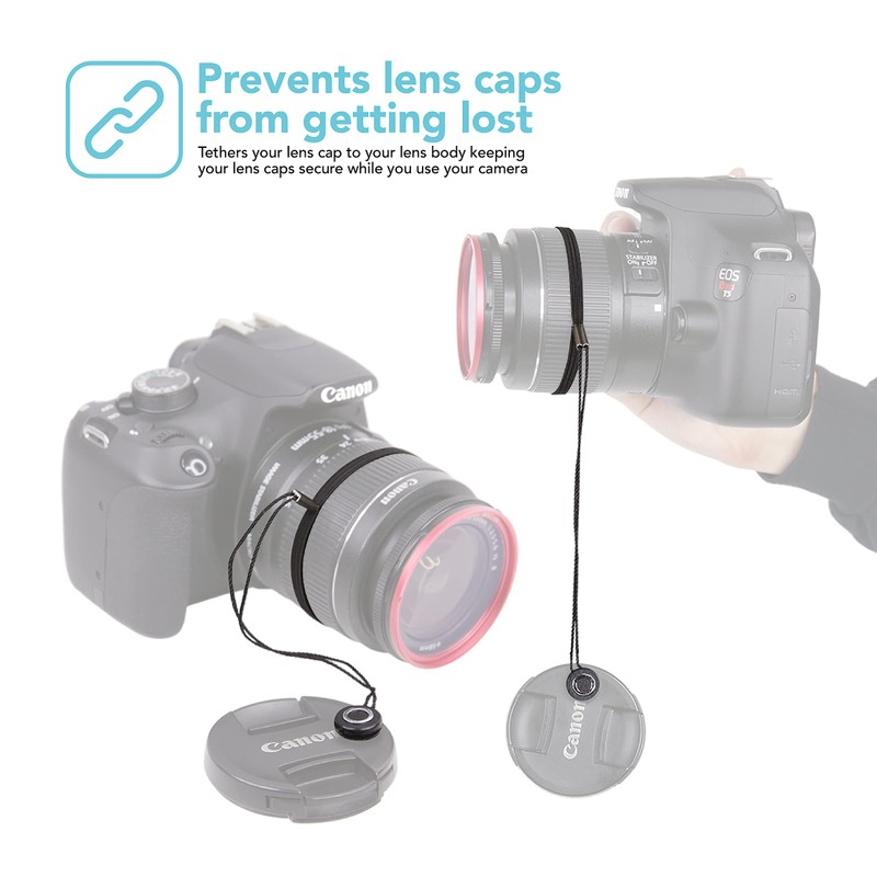 Foto&Tech Camera Lens Cap Leash with Elastic String, Compatible with