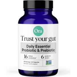 Ora Organic Probiotics with Prebiotics for Digestive Health 16 Billion CFU - Trust Your Gut - Strains - Acidophilus Lactobacillus Breve Bifidum Lactis