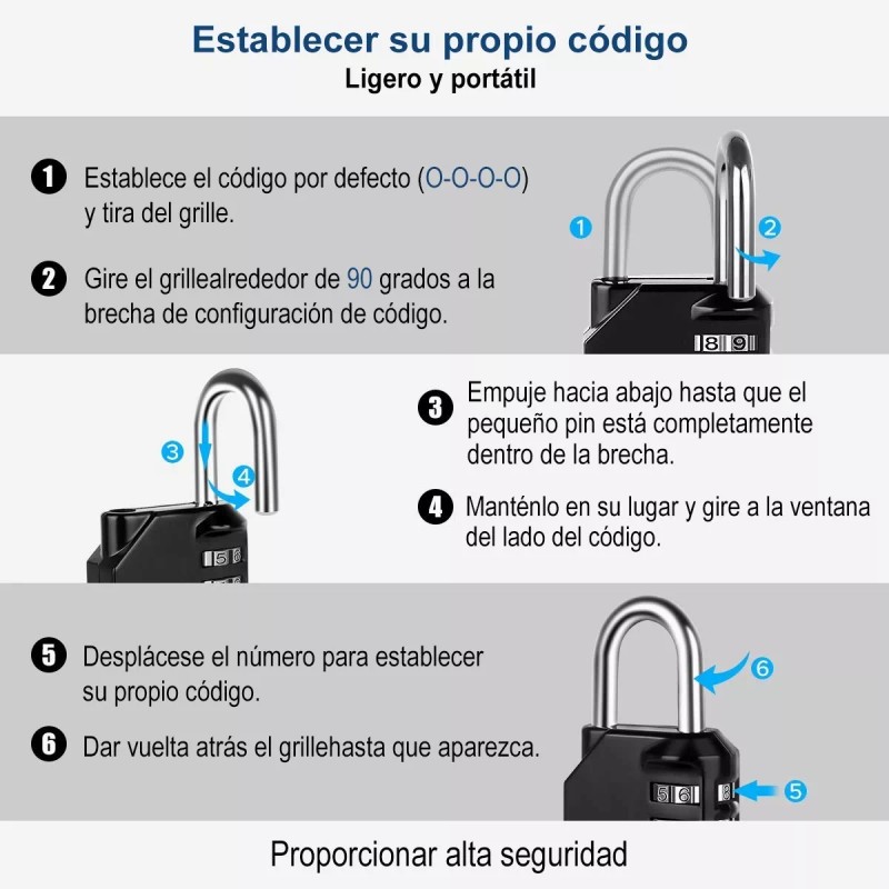 LSXD 2 Pcs Candados De Combinación 4 Dígitos Cerradura Metalica
