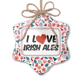 NEONBLOND Christmas Ornament I Love Irish Ales Beer Red White Blue Xmas