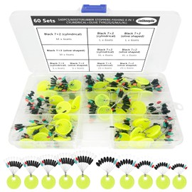 540 Pcs Rubbers Fishing Bobber Stopper 7 in 2 Fishing Floats Stops Small Black Oval Float Stops for Coarse Fishing Size S Fishing Beads 0.1 to 0.16mm Line Stops Fishiing and Sinker