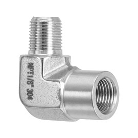 PATIKIL 90 Degree Barstock Street Elbow 1/8" NPT Male x 1/8" NPT Female, 2 Pcs 304 Stainless Steel Forged Pipe Fitting for Air Fuel Oil Water Pipe Hose, Silver