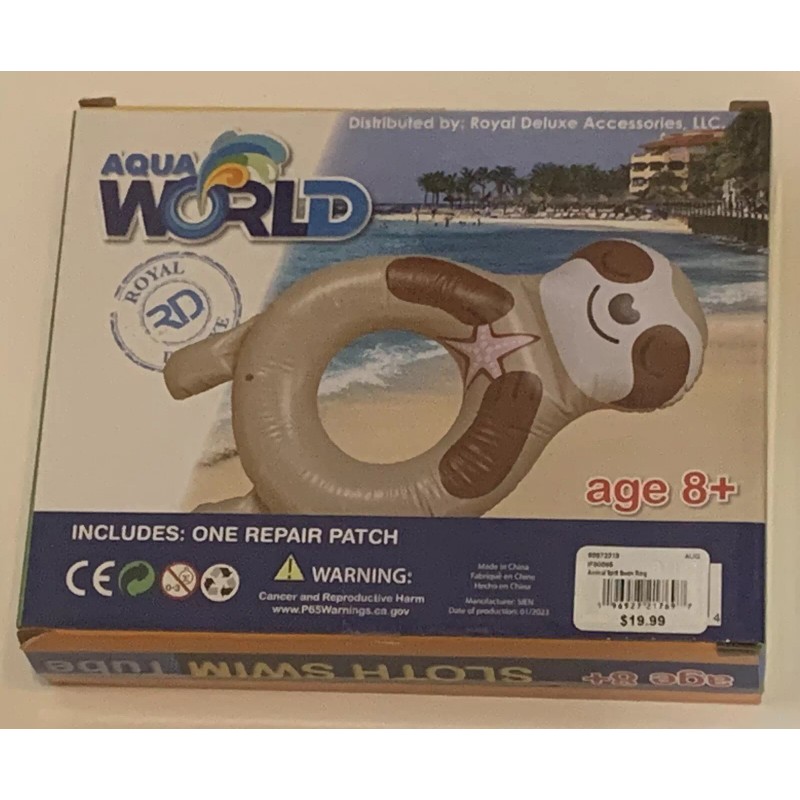 Aqua World Sloth Swim Tube Pool Float Ring Age 8+