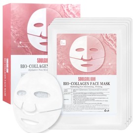 4 Stück Bio Collagen Real Deep Maske, Collagen Overnight Mask Korean, Anti Falten Anti Aging Gesichtsmaske, Zur Hydratation, Anti-Falten-Wirkung, Reinigung und Aufhellung