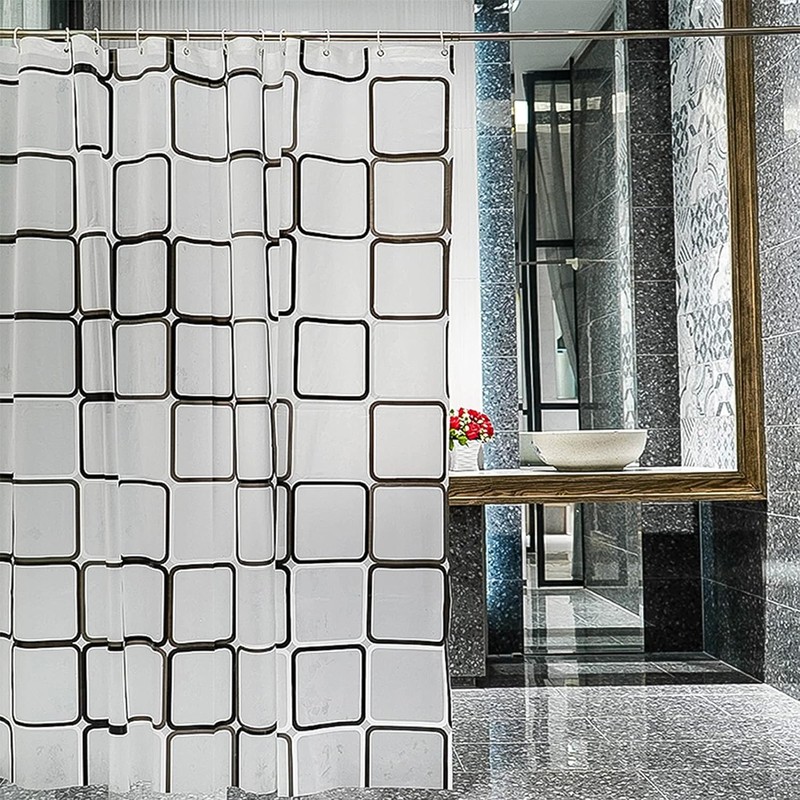 Startseite Shower Curtain - Black White Lattice Plastic Shower Curtains