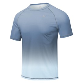 Huayuzh Men's UV Shirt Rash Guard T-Shirt Swimming Shirt Quick-Drying Lightweight Breathable Surfing Fishing Hiking Top, 16-dark grey gradient light grey