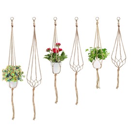 Swpeet 6 Pack 3 Sizes Macrame Hanging Planter Holder Plant Hanger Kit, Hanging Planter Basket Rope Holder for Indoor Outdoor Decorations Beautiful Hanging Plant for Succulents, Cacti, Herbs